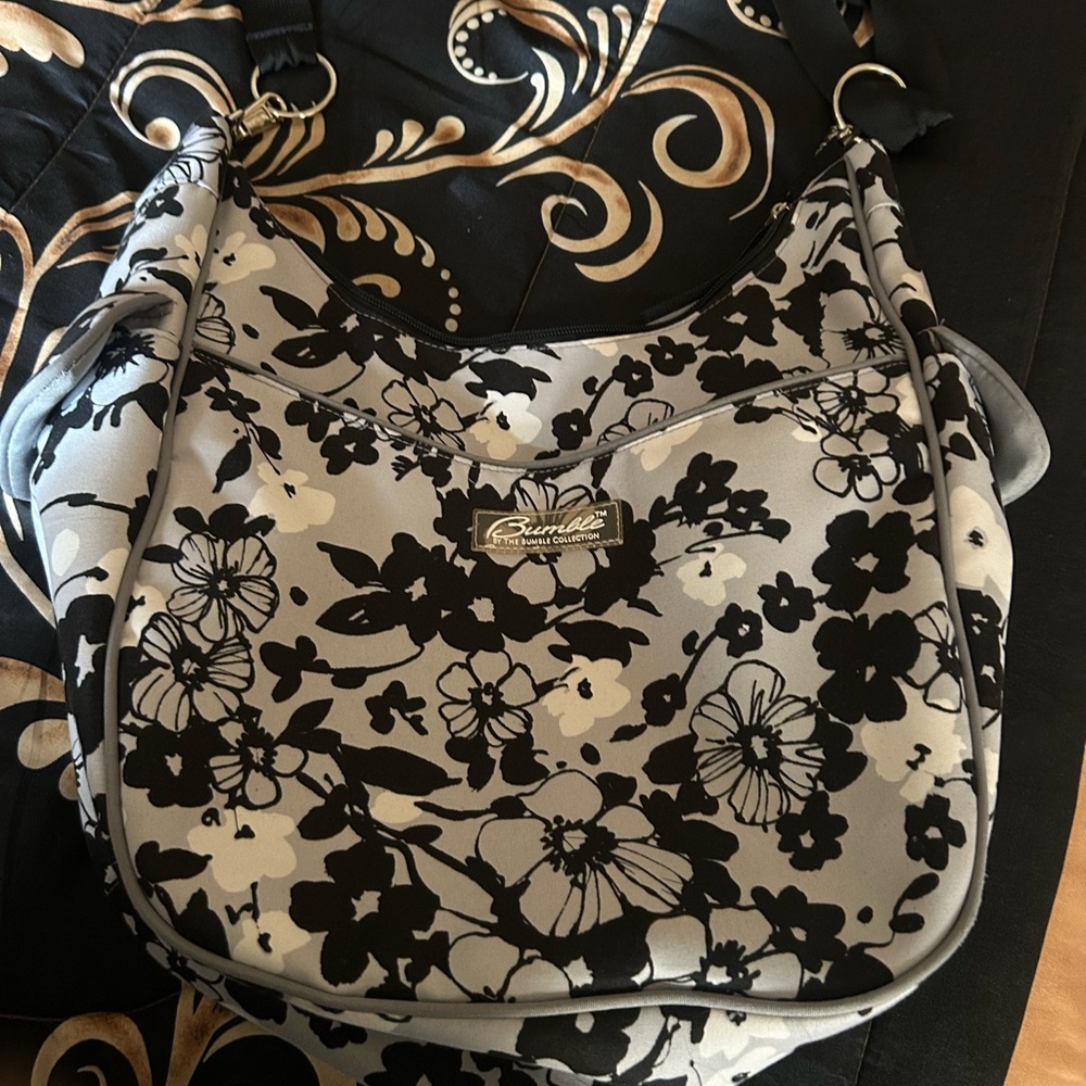 Bumble and bumble Black and Gray Floral Baby Bag